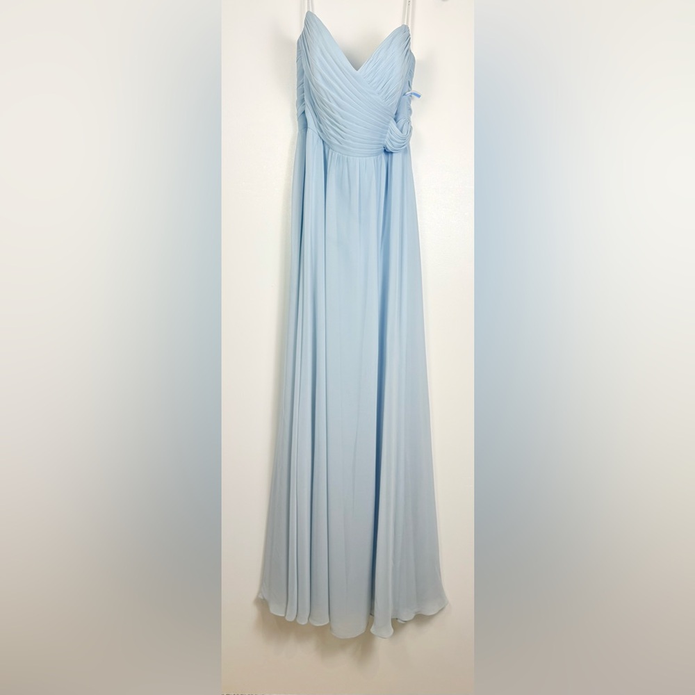 After Six Strapless Sweetheart Neckline Charmusse Sky Blue Chiffon Evening Gown - Picture 2 of 7